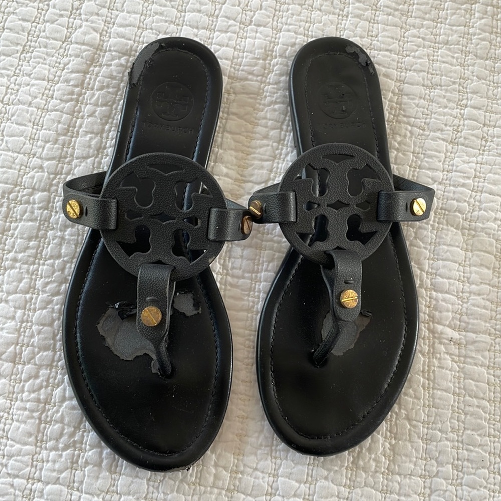Tory Burch Black Miller Sandal Matte size 8